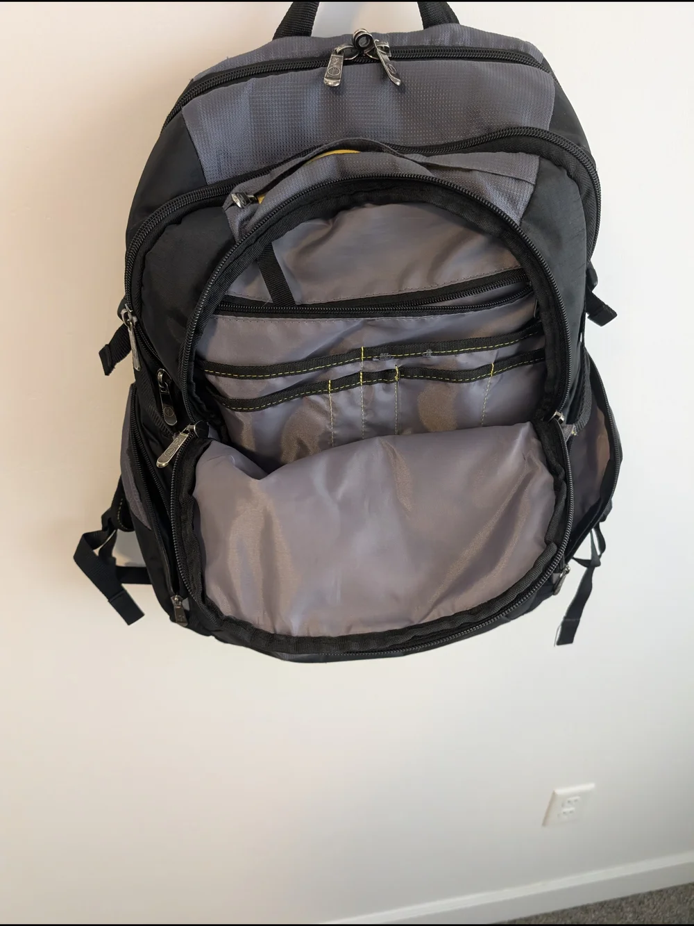 Dell Gray and Black Men's Laptop Backpack with Yellow Accent